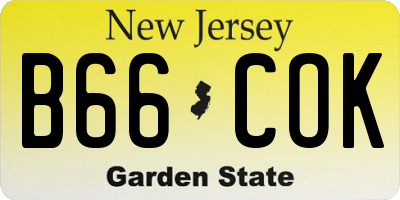 NJ license plate B66COK