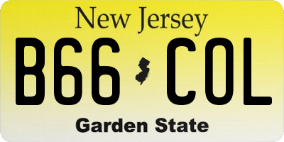 NJ license plate B66COL