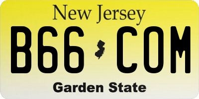 NJ license plate B66COM