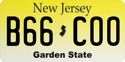 NJ license plate B66COO