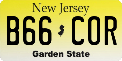 NJ license plate B66COR