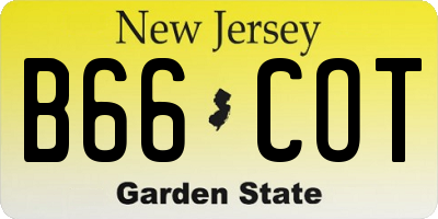 NJ license plate B66COT