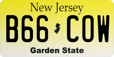 NJ license plate B66COW