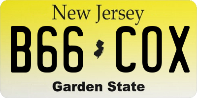 NJ license plate B66COX