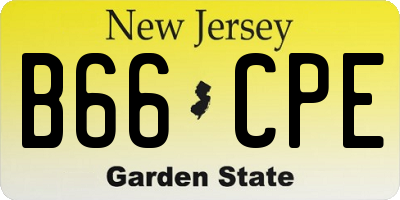 NJ license plate B66CPE