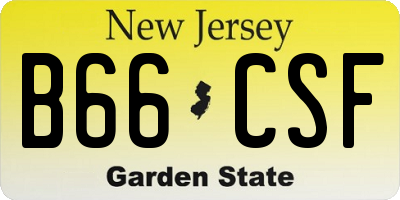 NJ license plate B66CSF