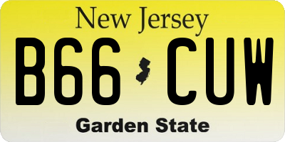 NJ license plate B66CUW