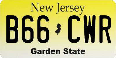 NJ license plate B66CWR