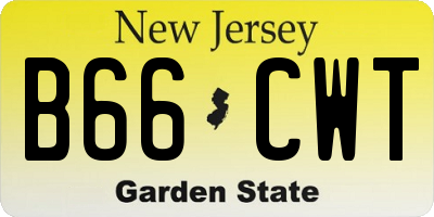 NJ license plate B66CWT