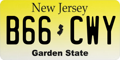 NJ license plate B66CWY