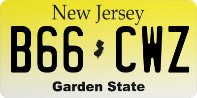NJ license plate B66CWZ