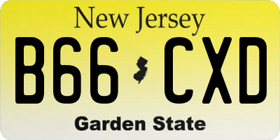 NJ license plate B66CXD