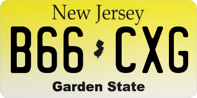 NJ license plate B66CXG