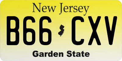 NJ license plate B66CXV