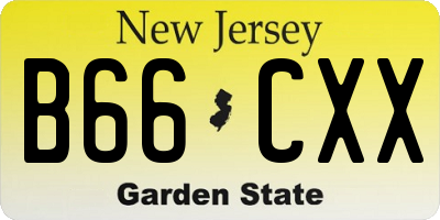 NJ license plate B66CXX