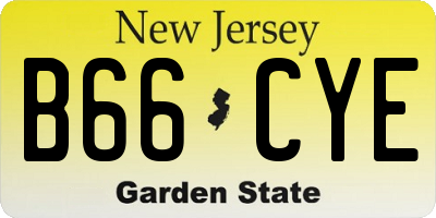 NJ license plate B66CYE