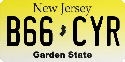 NJ license plate B66CYR