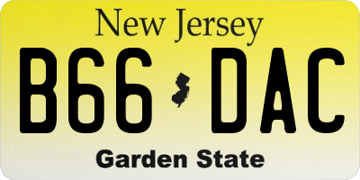 NJ license plate B66DAC