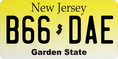 NJ license plate B66DAE