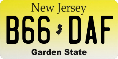 NJ license plate B66DAF