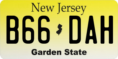 NJ license plate B66DAH