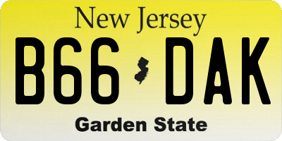NJ license plate B66DAK