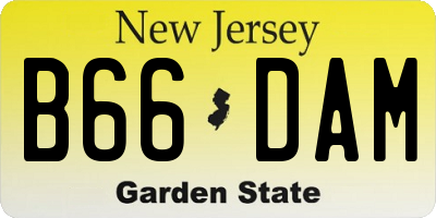 NJ license plate B66DAM