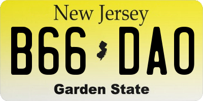 NJ license plate B66DAO