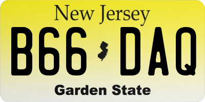 NJ license plate B66DAQ
