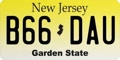 NJ license plate B66DAU