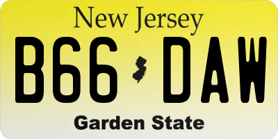 NJ license plate B66DAW