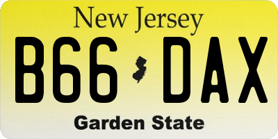 NJ license plate B66DAX