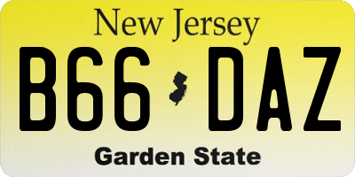 NJ license plate B66DAZ