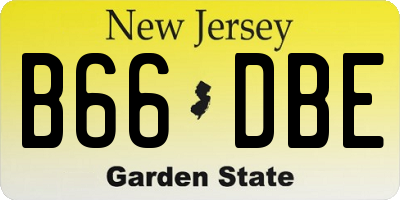 NJ license plate B66DBE