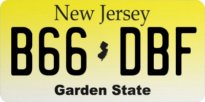 NJ license plate B66DBF