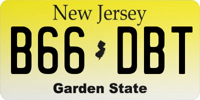 NJ license plate B66DBT