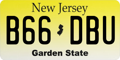 NJ license plate B66DBU