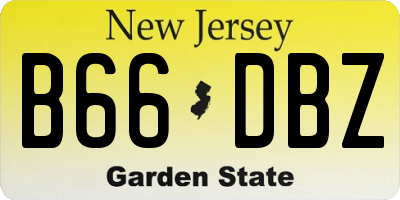 NJ license plate B66DBZ