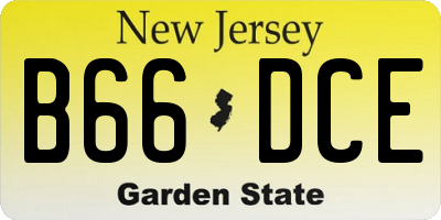 NJ license plate B66DCE