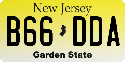 NJ license plate B66DDA