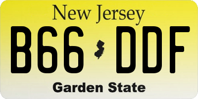 NJ license plate B66DDF