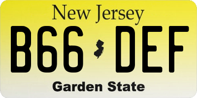 NJ license plate B66DEF