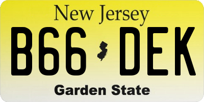 NJ license plate B66DEK