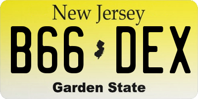 NJ license plate B66DEX