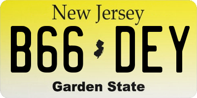 NJ license plate B66DEY
