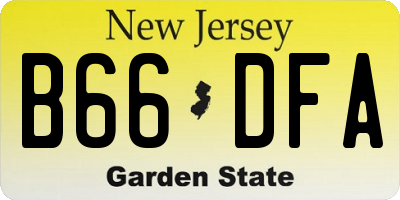 NJ license plate B66DFA