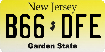 NJ license plate B66DFE