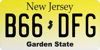 NJ license plate B66DFG