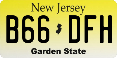 NJ license plate B66DFH