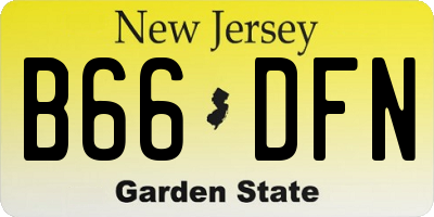 NJ license plate B66DFN